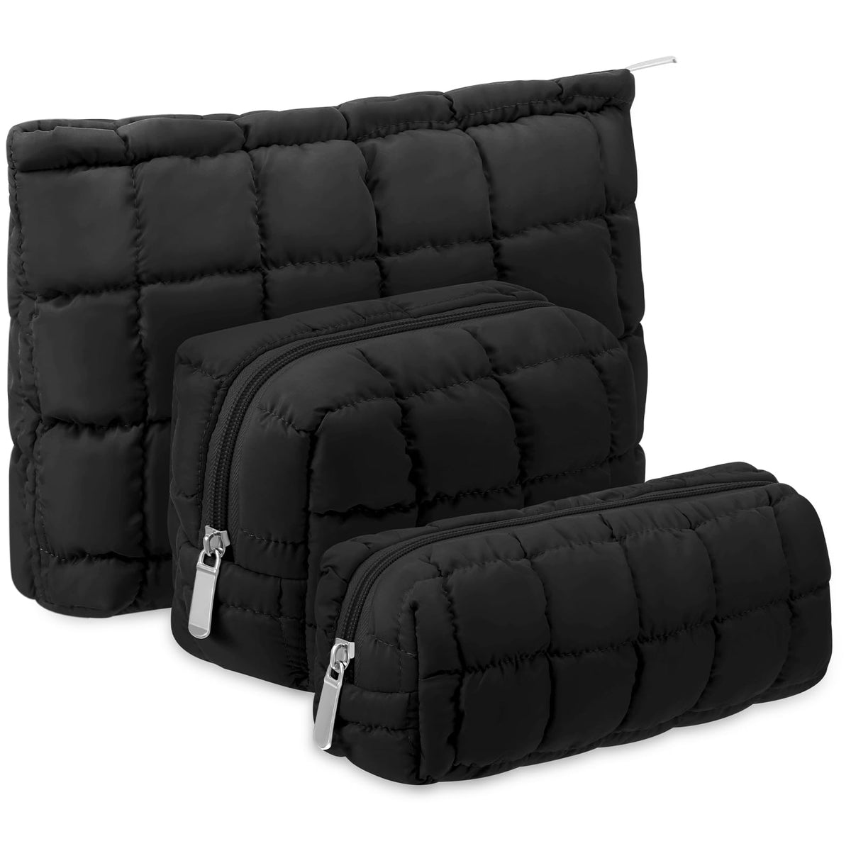 Huhumy trousse de maquillage puffer noire vue de face