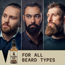 Huile à barbe Vanille Striking Viking sur une surface en bois