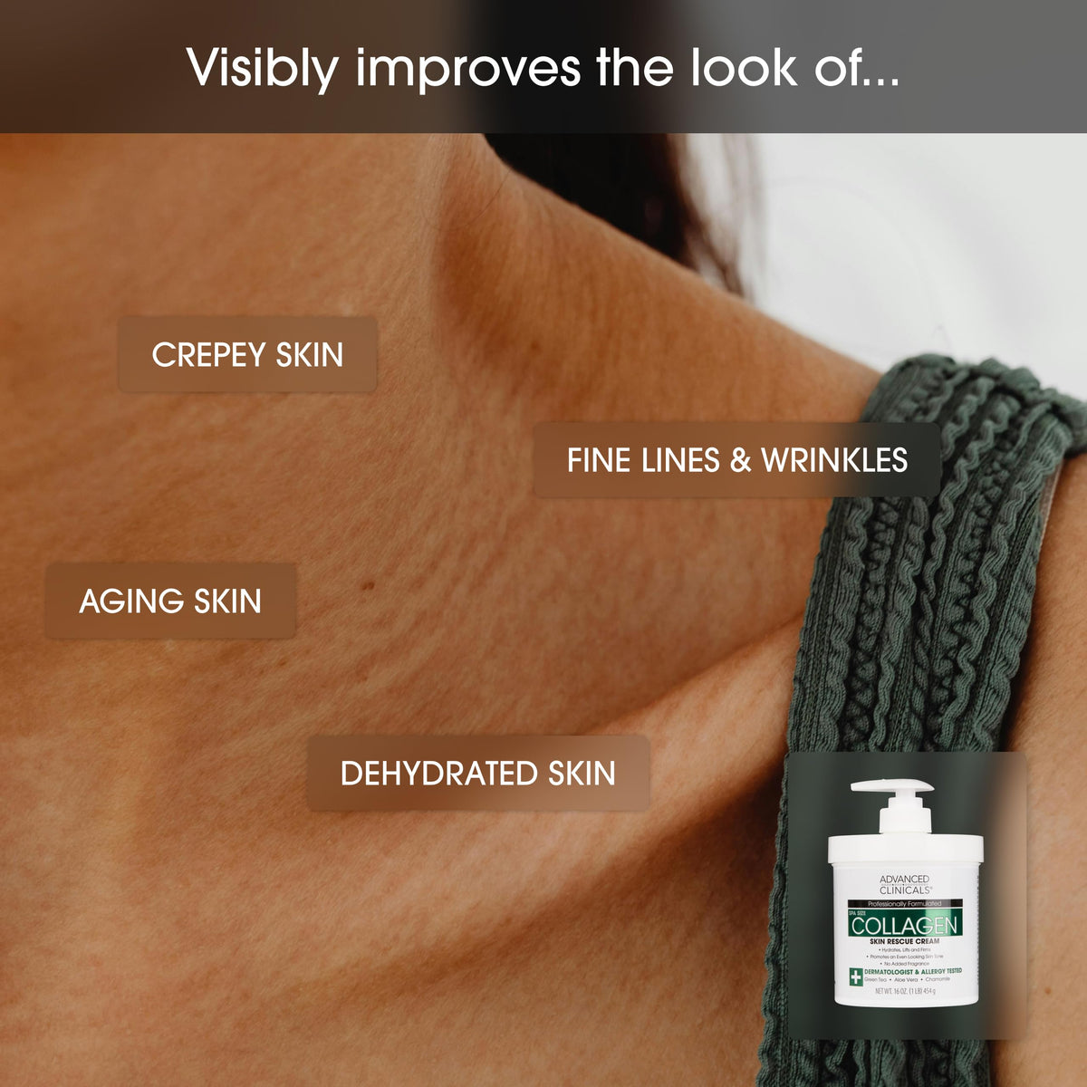 Huile corporelle Advanced Clinicals appliquée sur la peau