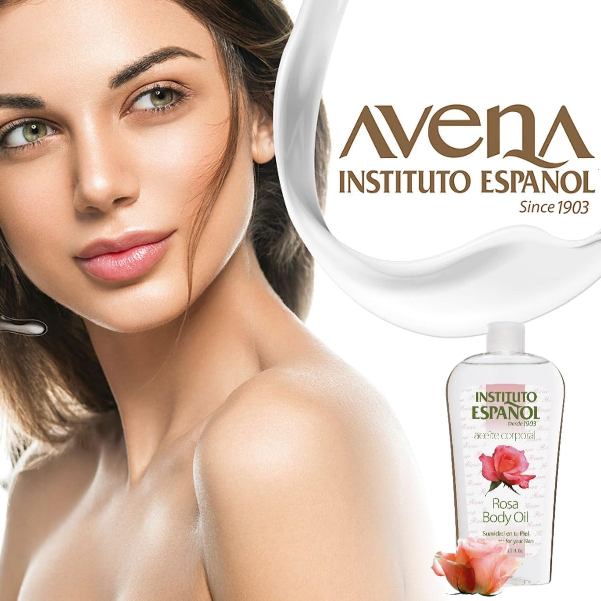 Huile corporelle Rosa Instituto Español sur un fond naturel