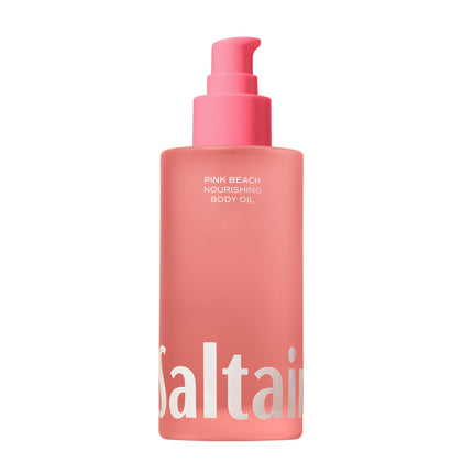 Huile corporelle Saltair 118 ml vue avant avec étiquette rose