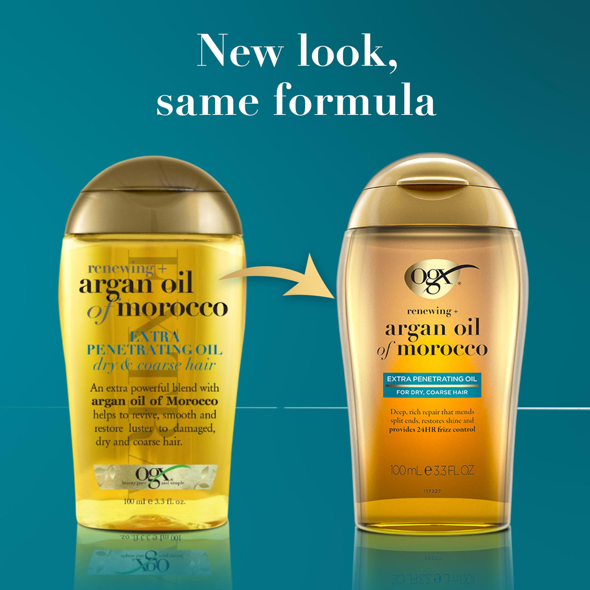 Huile d'argan OGX en utilisation sur cheveux