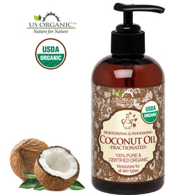 Huile de coco fractionnée versée dans un bol