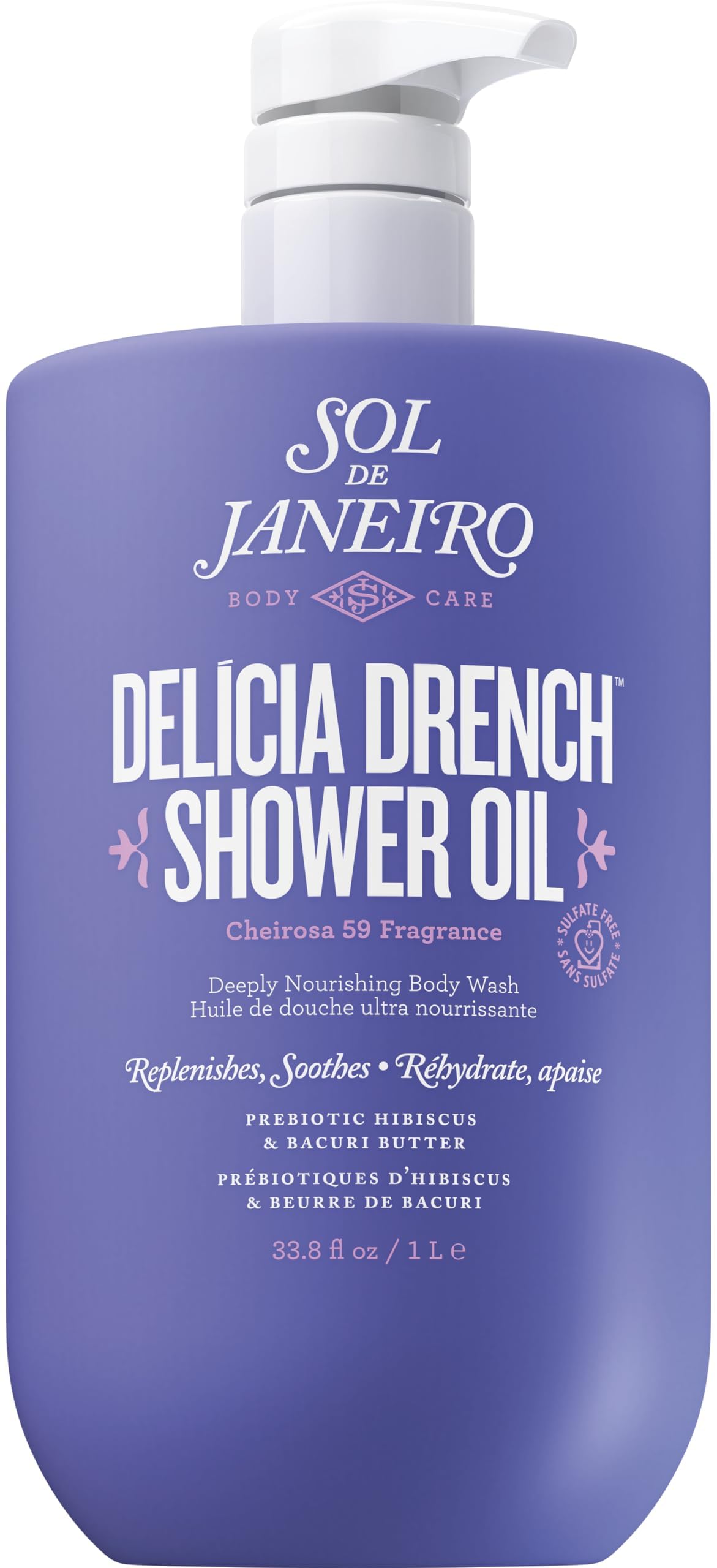 Huile de douche Delícia Drench Sol de Janeiro 1L avec pompe vue de face