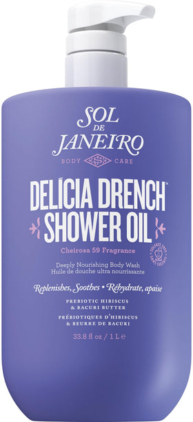 Huile de douche Delícia Drench Sol de Janeiro 1L avec pompe vue de face