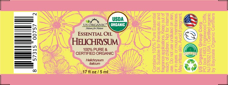 Huile essentielle d'hélichryse US Organic vue de côté