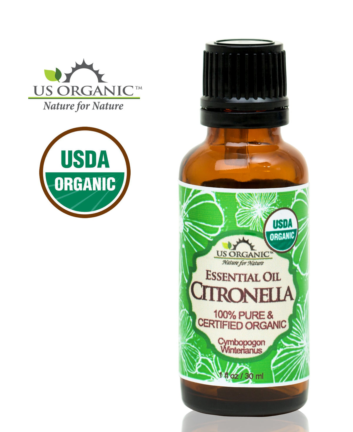 Huile essentielle de citronnelle US Organic 30 ml avec goutte à goutte