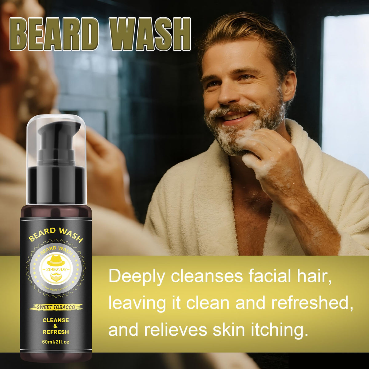 Huile et baume pour barbe XIKEZAN sur fond blanc