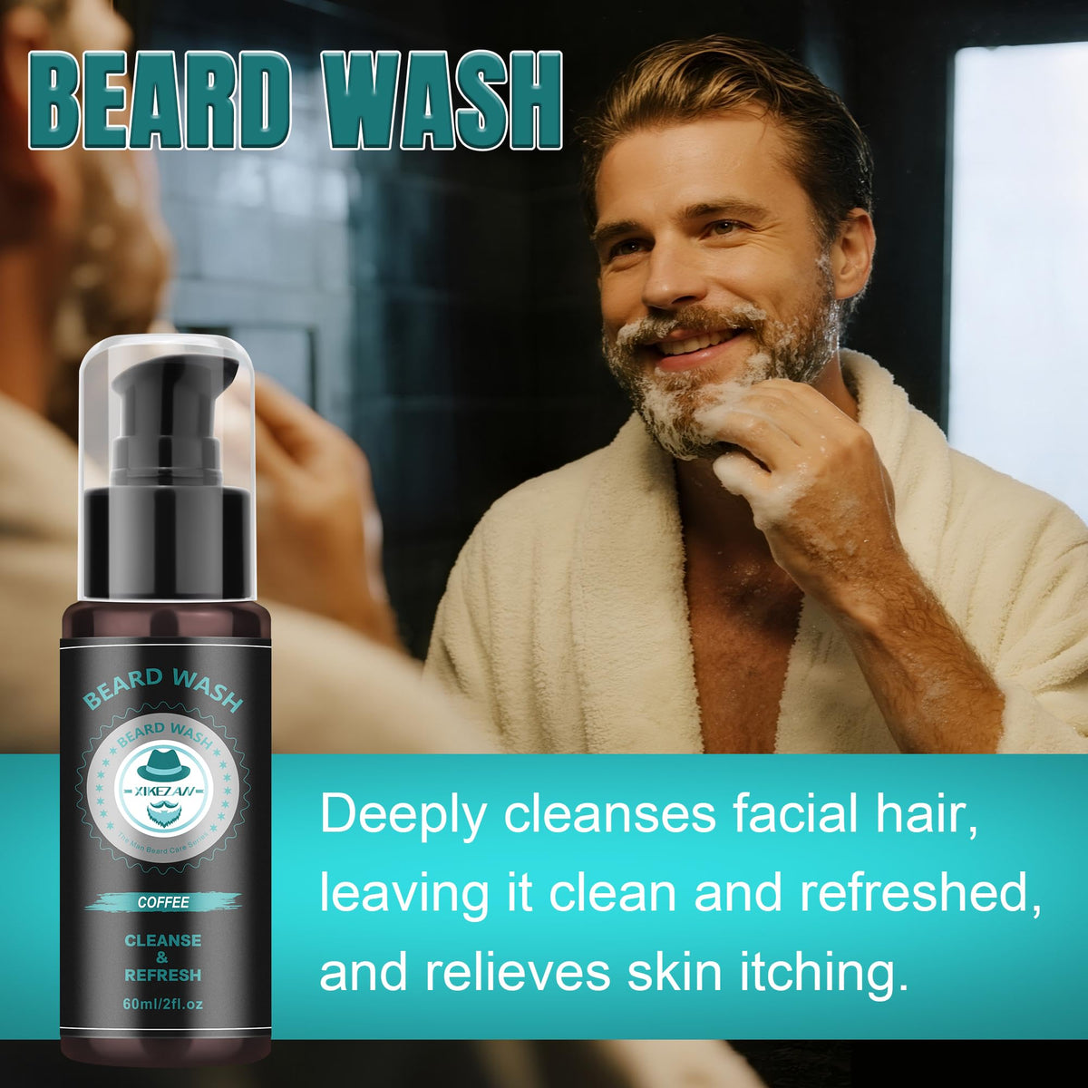 Huile et baume pour barbe XIKEZAN sur fond blanc