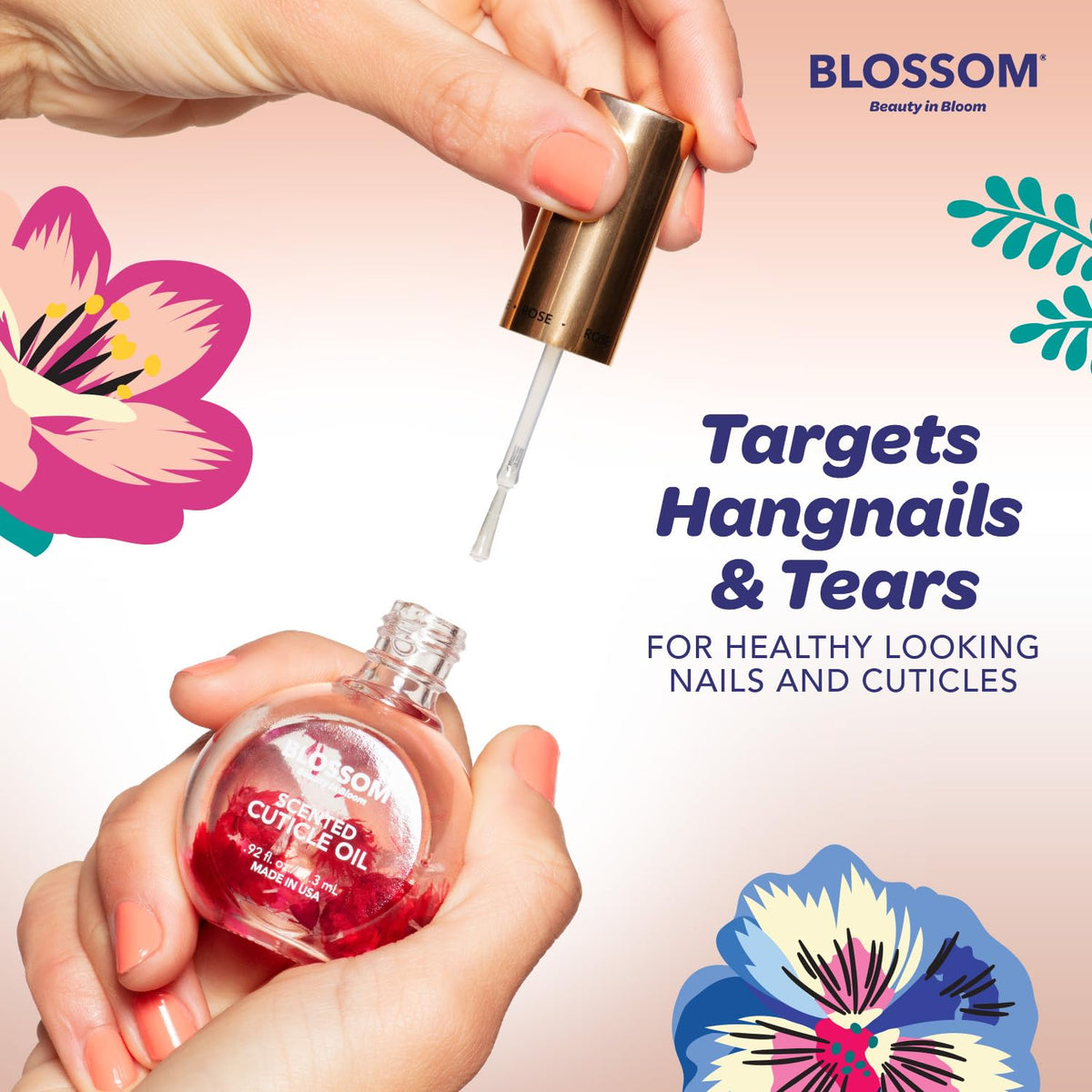 Huile pour cuticules Blossom Chocolat Truffle sur une table de maquillage