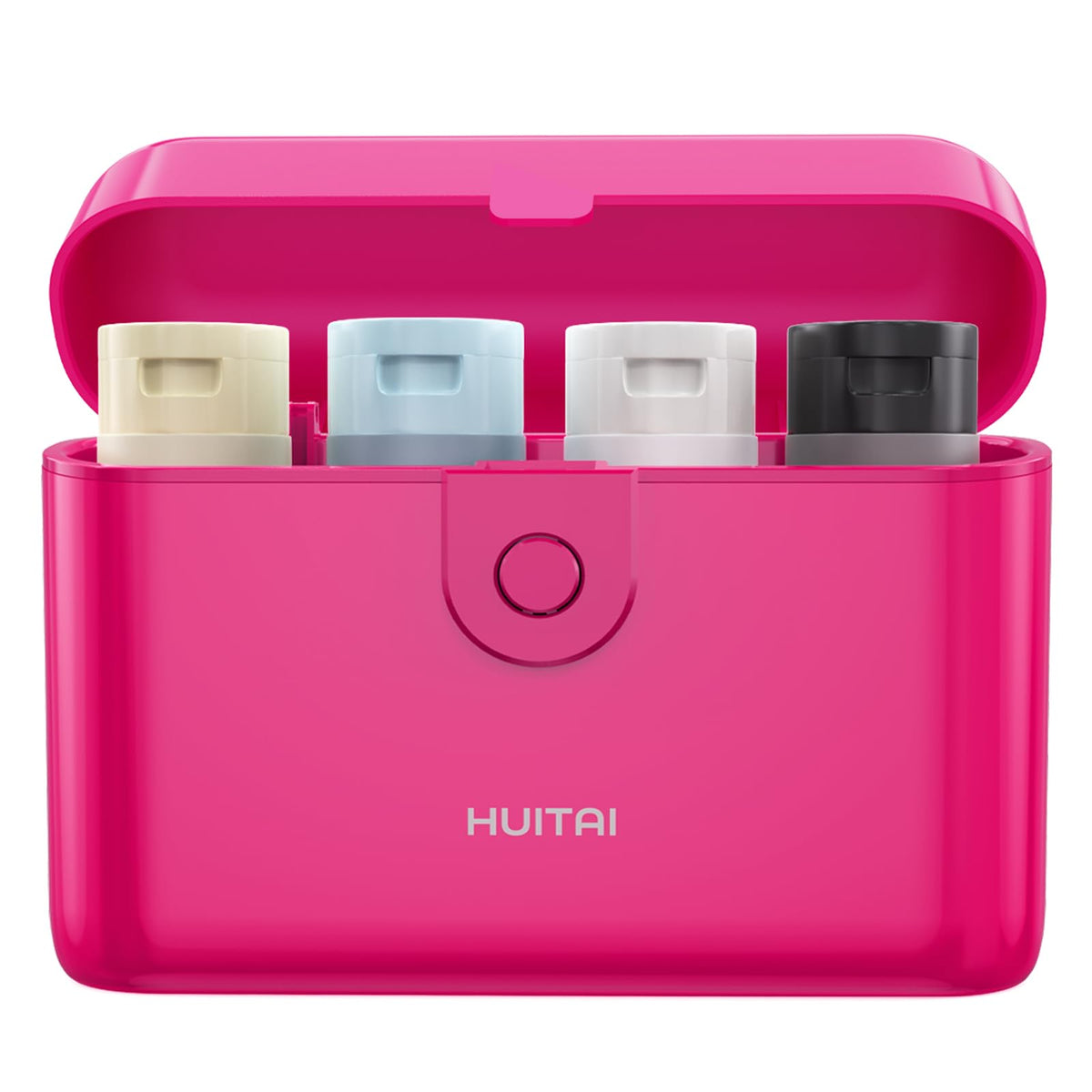 HUITAI Flacons de Voyage Rose Foncé avec Étui Transparent