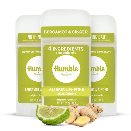 HUMBLE Déodorant sans aluminium pack de 3, senteur Bergamote & Gingembre