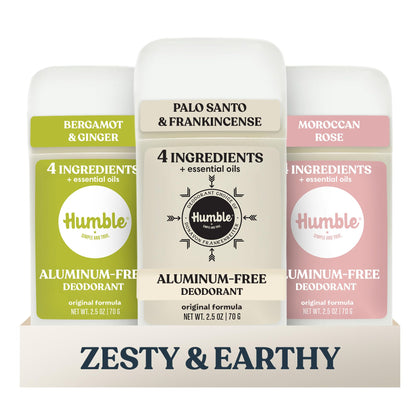 HUMBLE SIMPLE AND TRUE. Déodorant aluminium-free pack de 3 senteurs