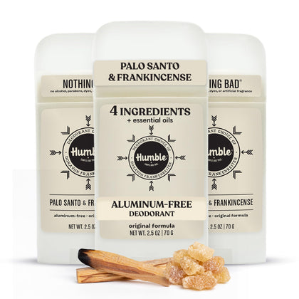 HUMBLE SIMPLE AND TRUE. Déodorant sans aluminium Palo Santo - pack de 3 sticks
