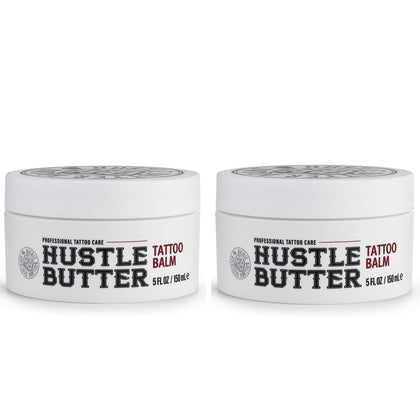 Hustle Butter Deluxe baume après-tatouage 5 oz avant et arrière