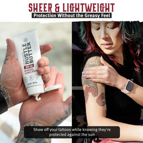 Hustle Butter Deluxe Crème Solaire Après-Tatouage sur peau tatouée