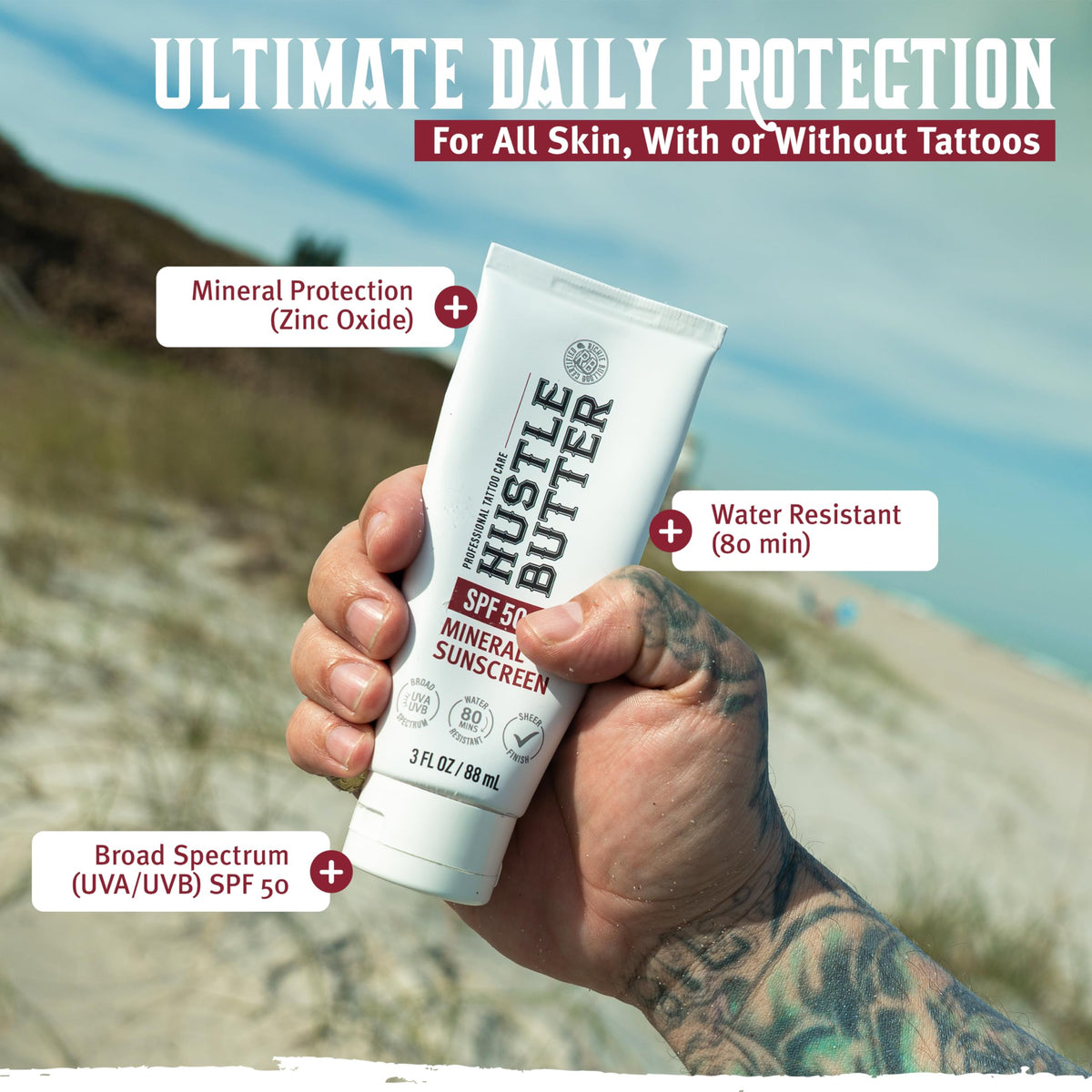 Hustle Butter Deluxe Crème Solaire Après-Tatouage texture crème