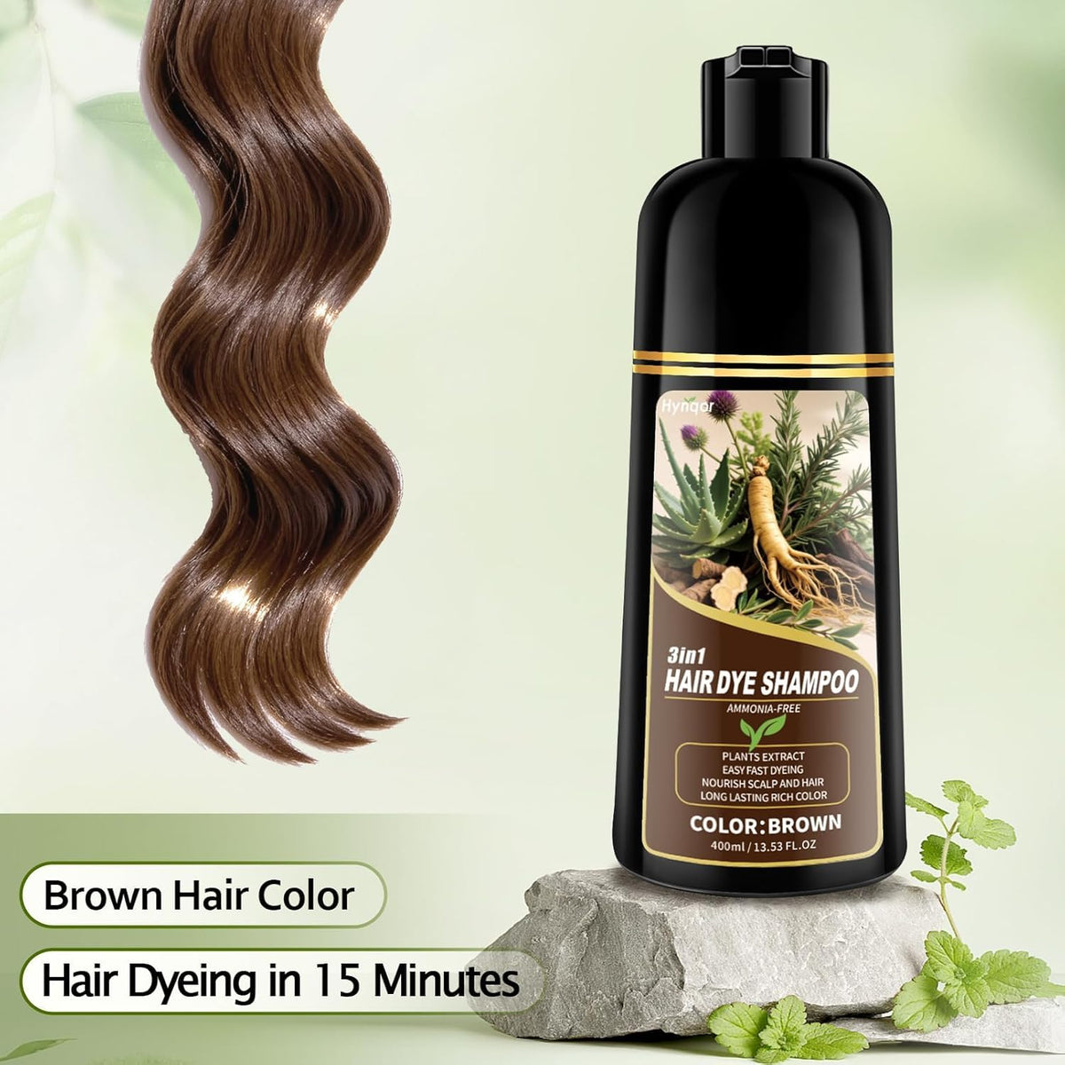 Hynqor Shampooing Colorant Marron application sur cheveux