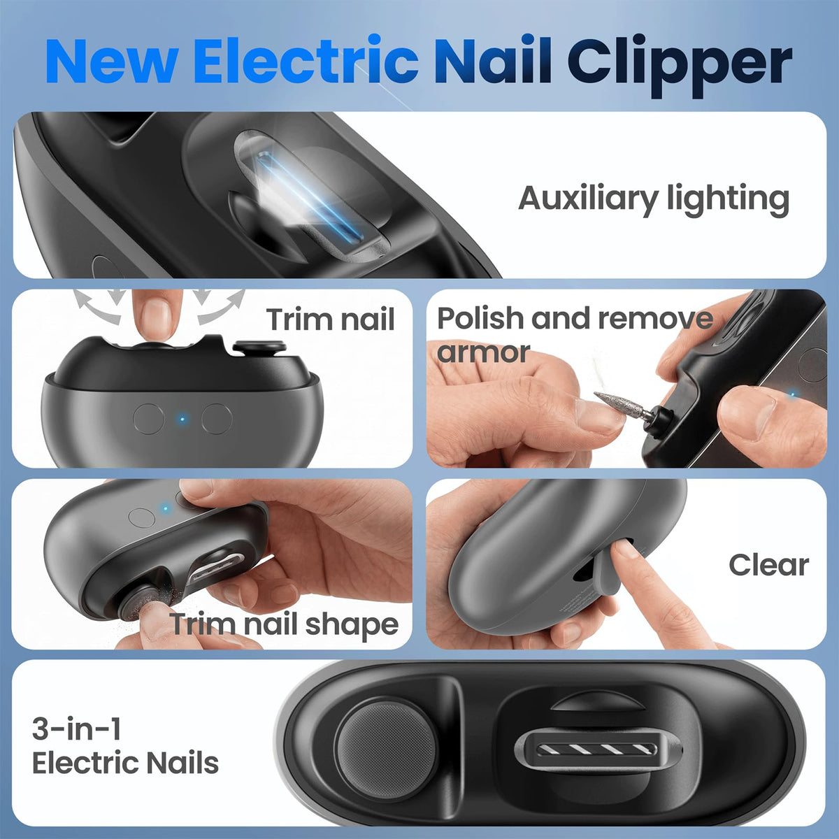 Hypoet coupe-ongles électrique avec accessoires supplémentaires