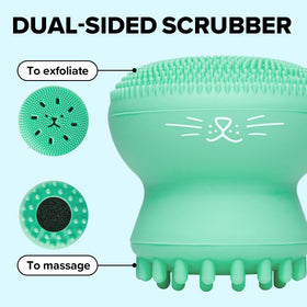 I DEW CARE Pawfect Face Scrubber en silicone vue de dos avec éponge noire