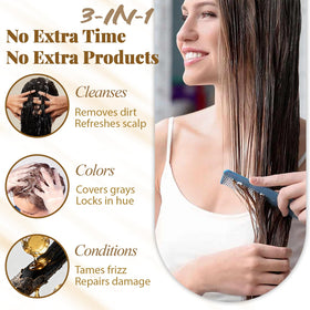 iemokoda shampooing teinture brun foncé, texture mousse