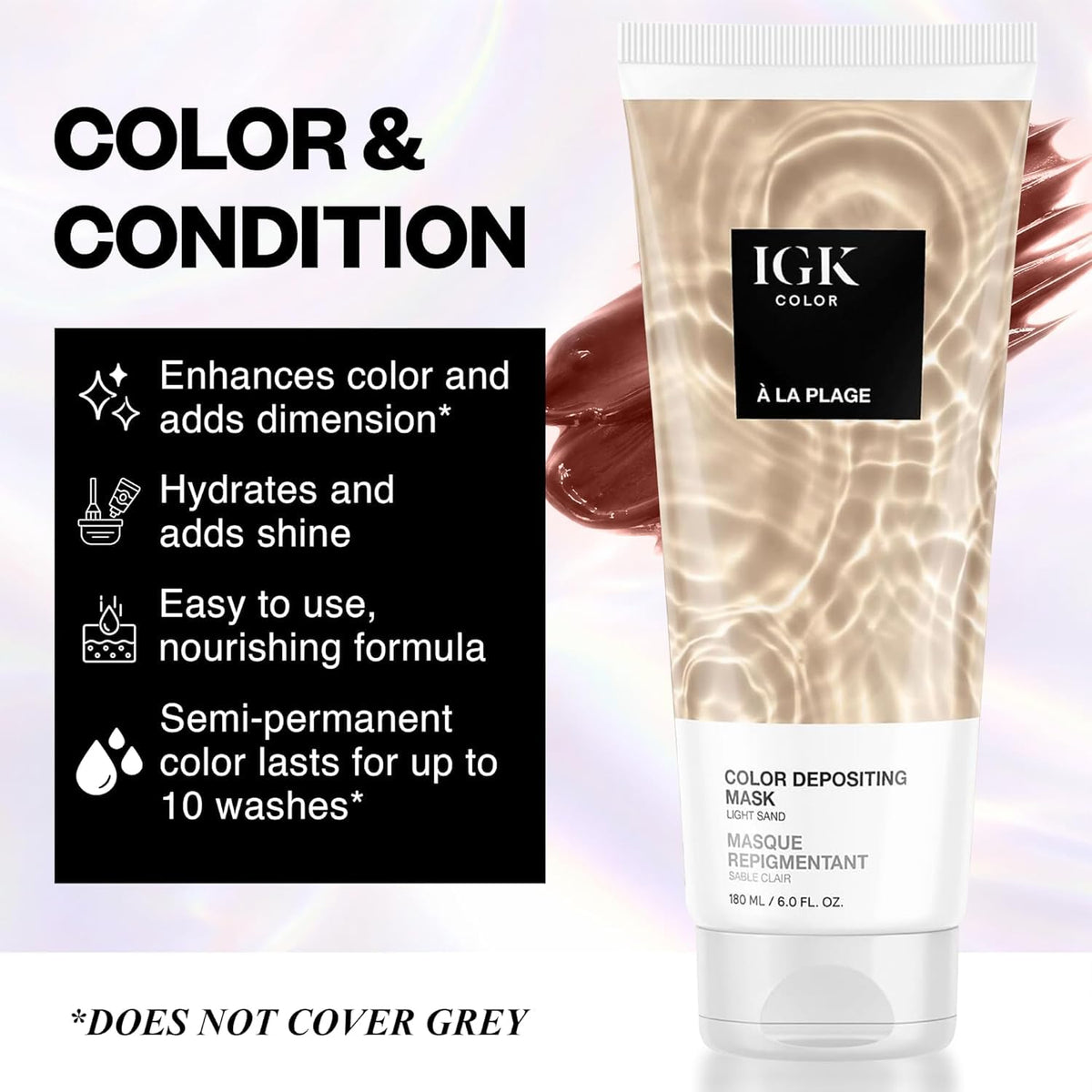 IGK A La Plage masque colorant vue arrière avec instructions