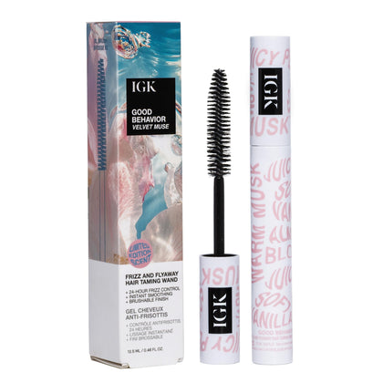 IGK Good Behavior Velvet Muse Taming Wand vue de face avec emballage