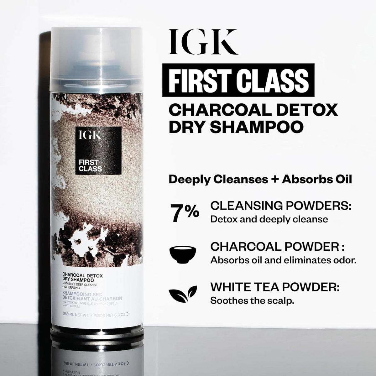 IGK Shampoo Sec Charbon Detox 6,3 Oz côté droit
