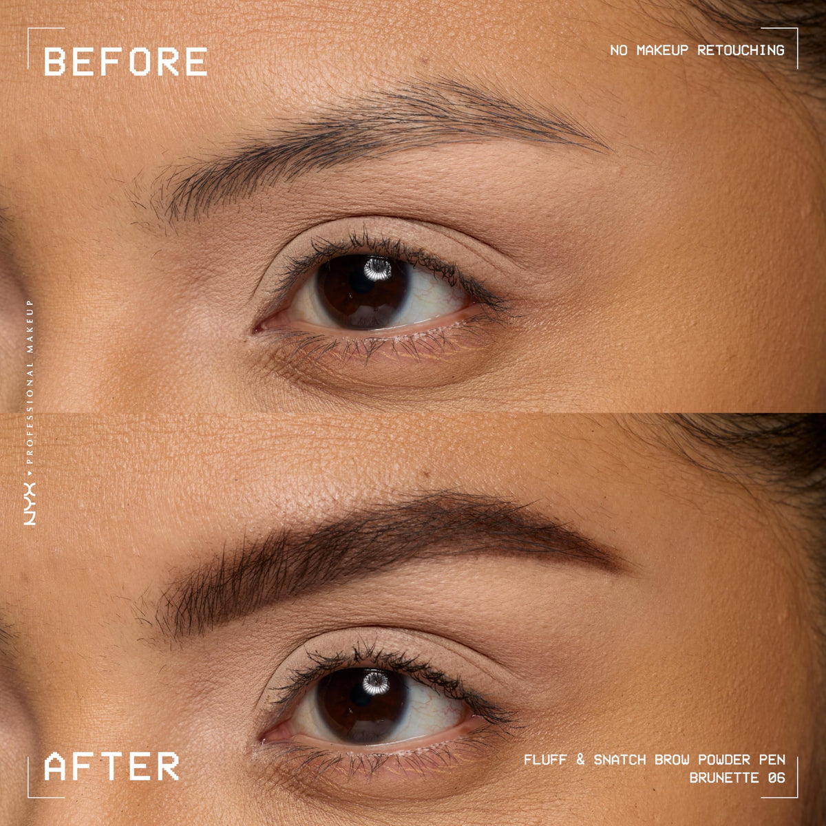 Illustration des différentes teintes de crayon à sourcils NYX Fluff & Snatch