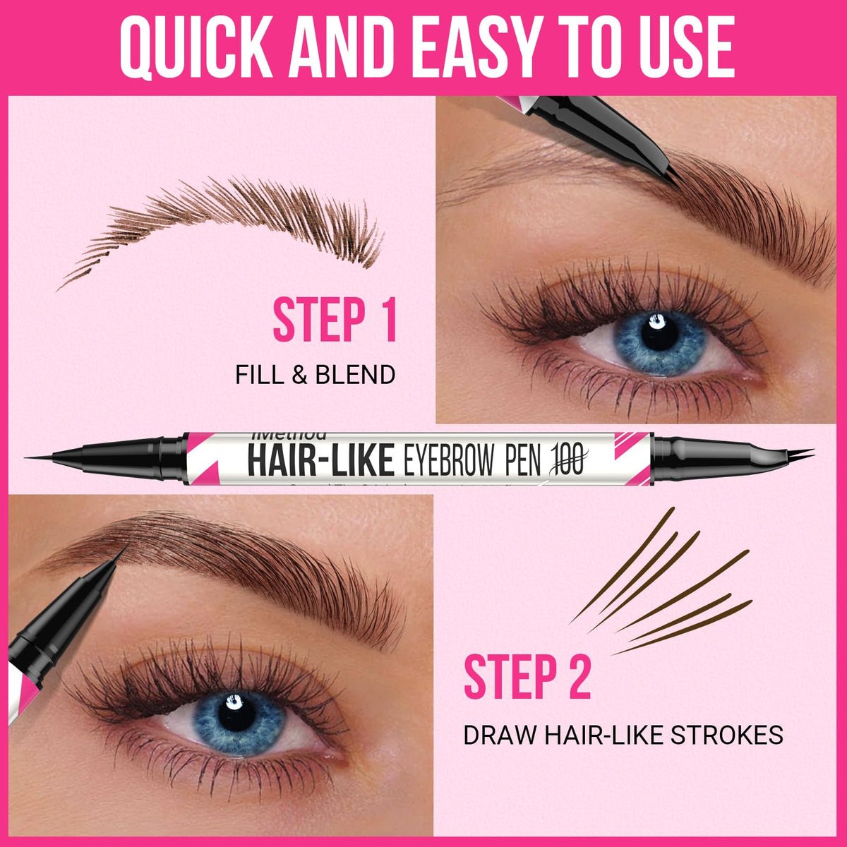 iMethod Crayon à Sourcils Courbé, comparaison des teintes Light Brown et Brown