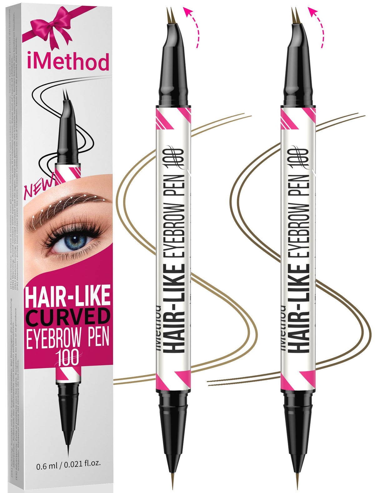 iMethod Crayon à Sourcils Courbé, vue de face avec embouts visible