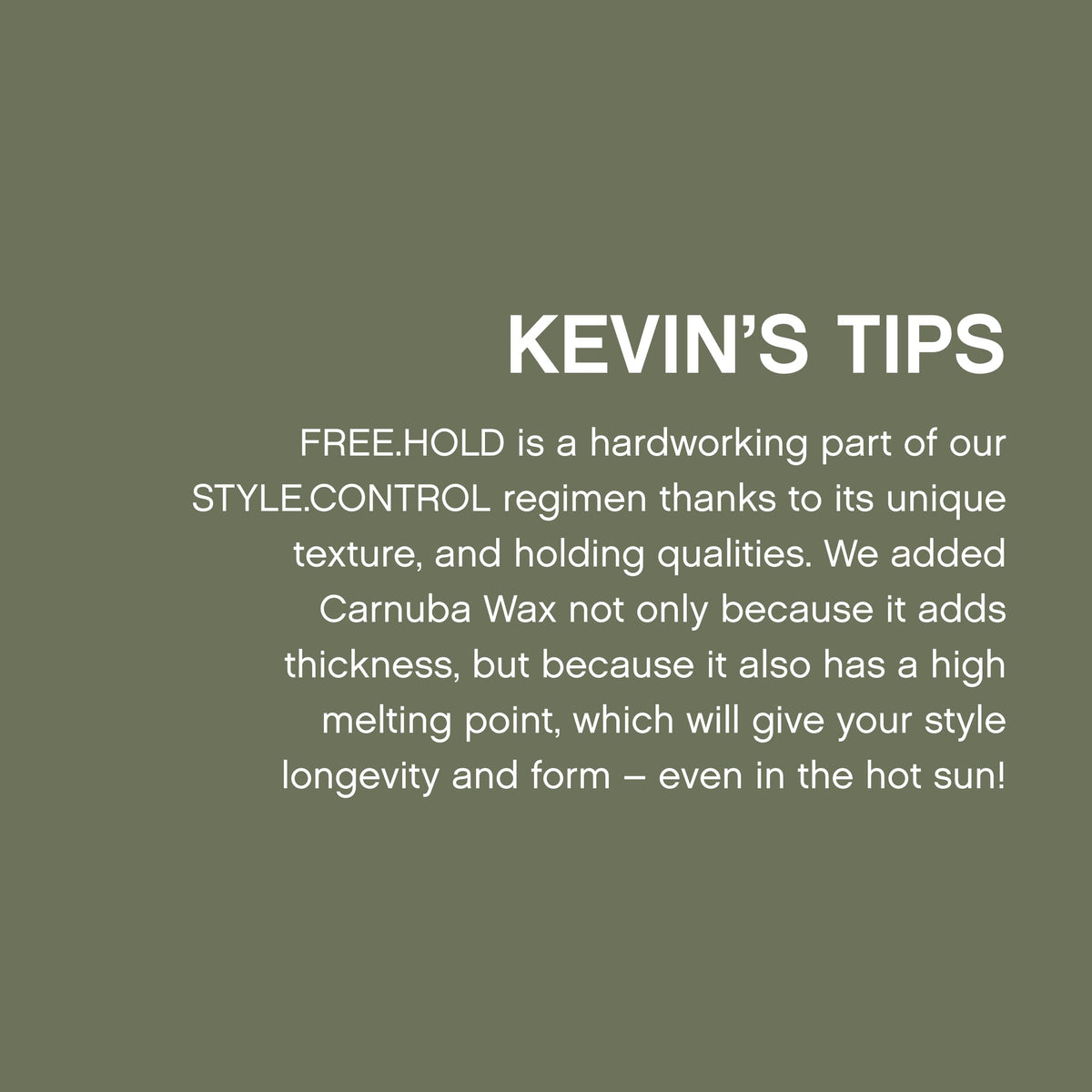 Ingredient de la pâte coiffante KEVIN.MURPHY FREE.HOLD
