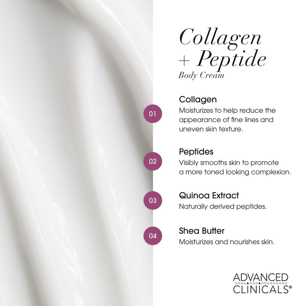 Ingrédients de la crème Advanced Clinicals: beurre de karité et thé vert