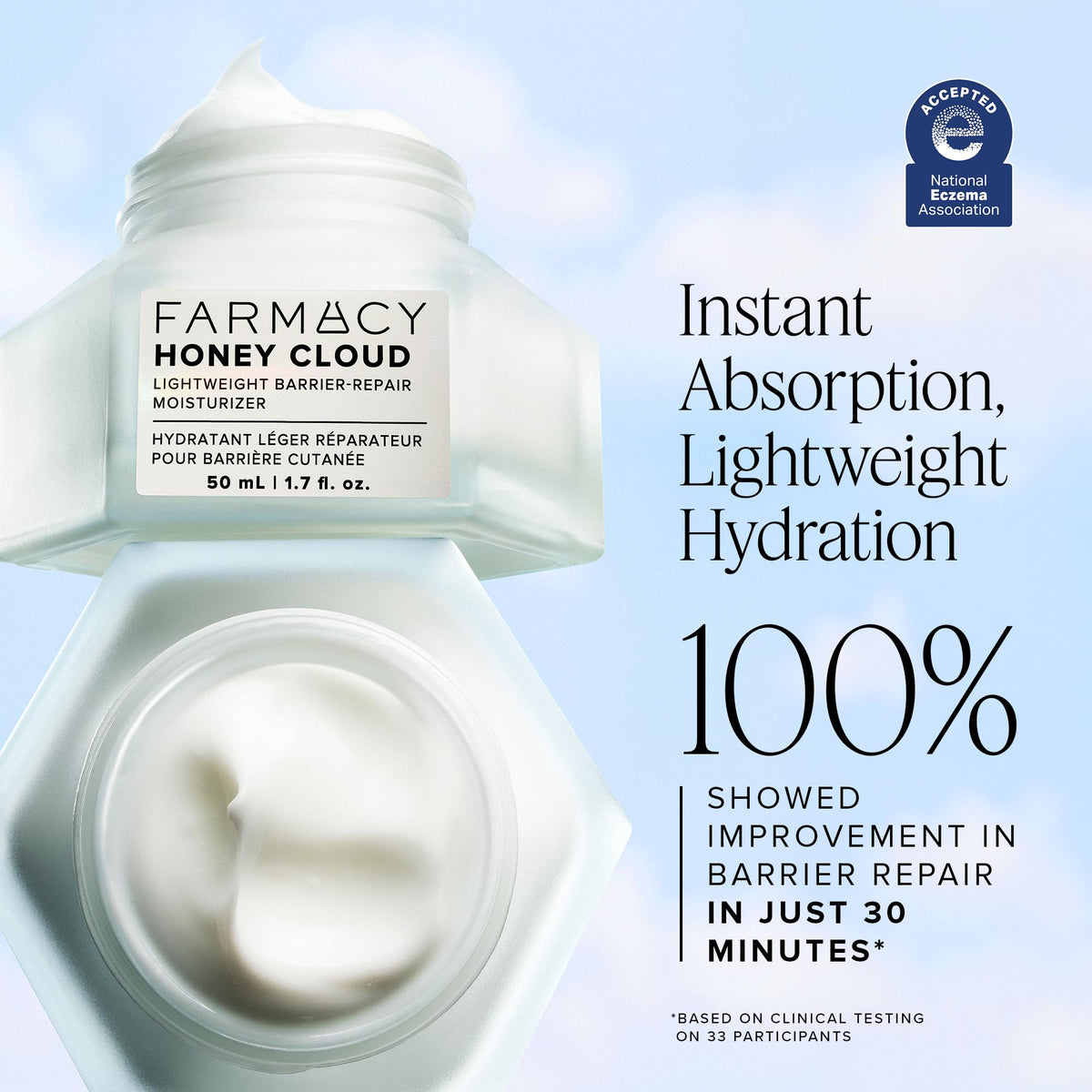 Ingrédients de la crème hydratante Farmacy Honey Cloud, y compris miel hawaïen