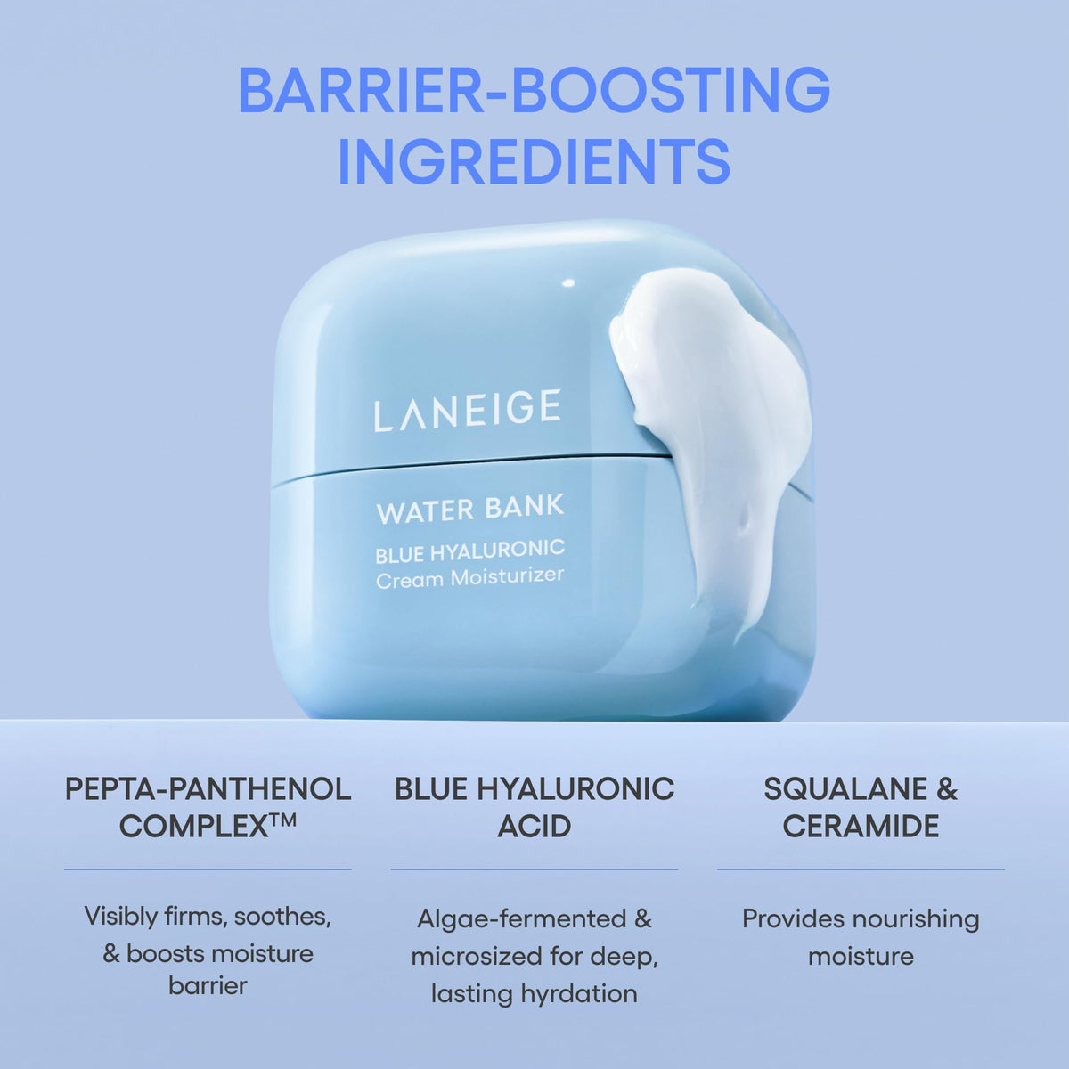 Ingrédients de la crème LANEIGE à l'acide hyaluronique bleu