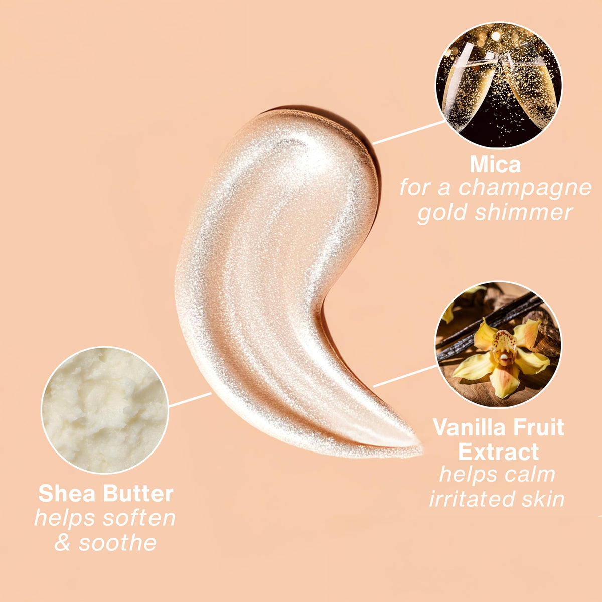 Ingrédients de la lotion Hempz sur fond blanc