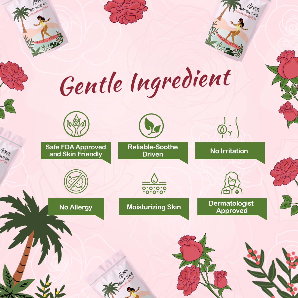 Ingrédients des perles de cire rose Ajoura
