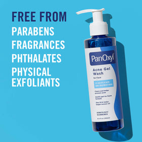 Ingrédients du Gel Nettoyant PanOxyl sur une table