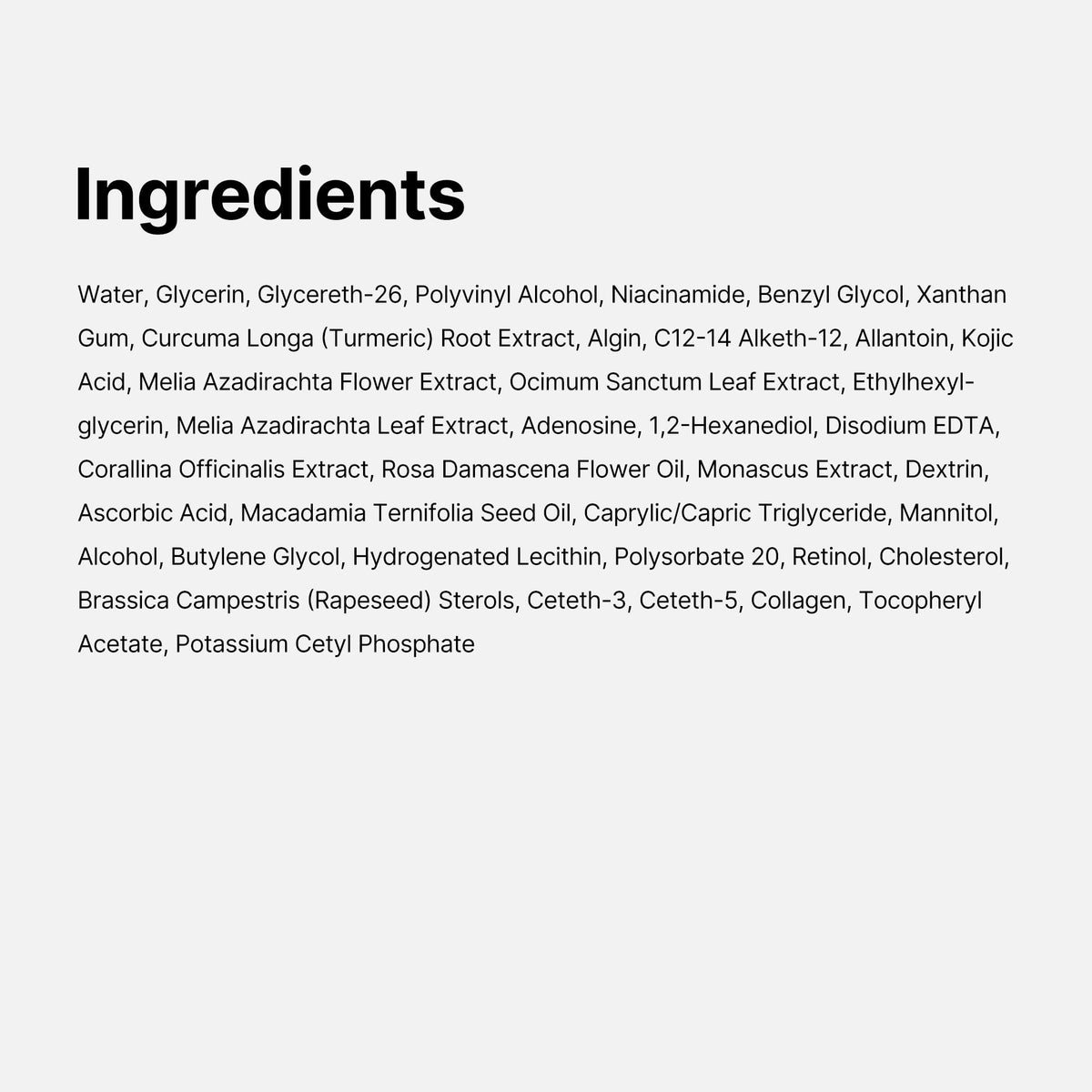 Ingrédients du Masque medicube Kojic Acide Curcuma