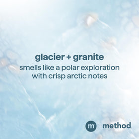 Ingrédients du shampoing Method sur fond blanc