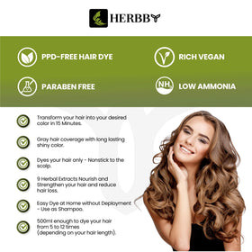 Ingrédients du shampooing colorant HERBBY avec extraits d'herbes