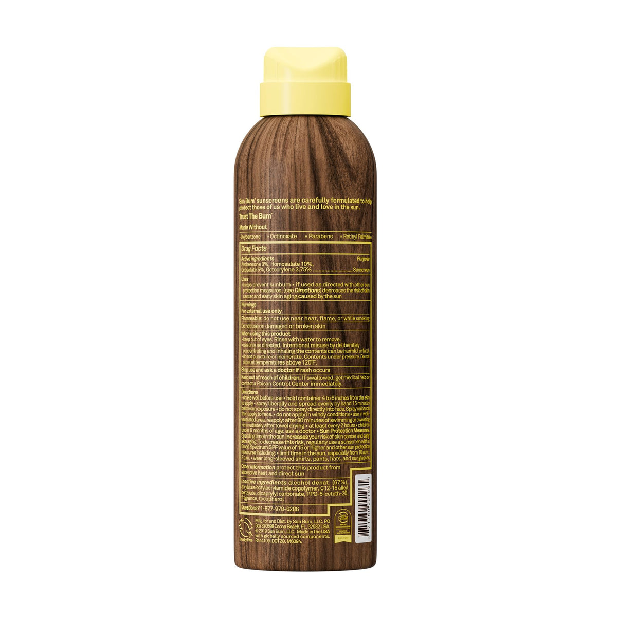 Ingrédients du spray solaire Sun Bum SPF 30