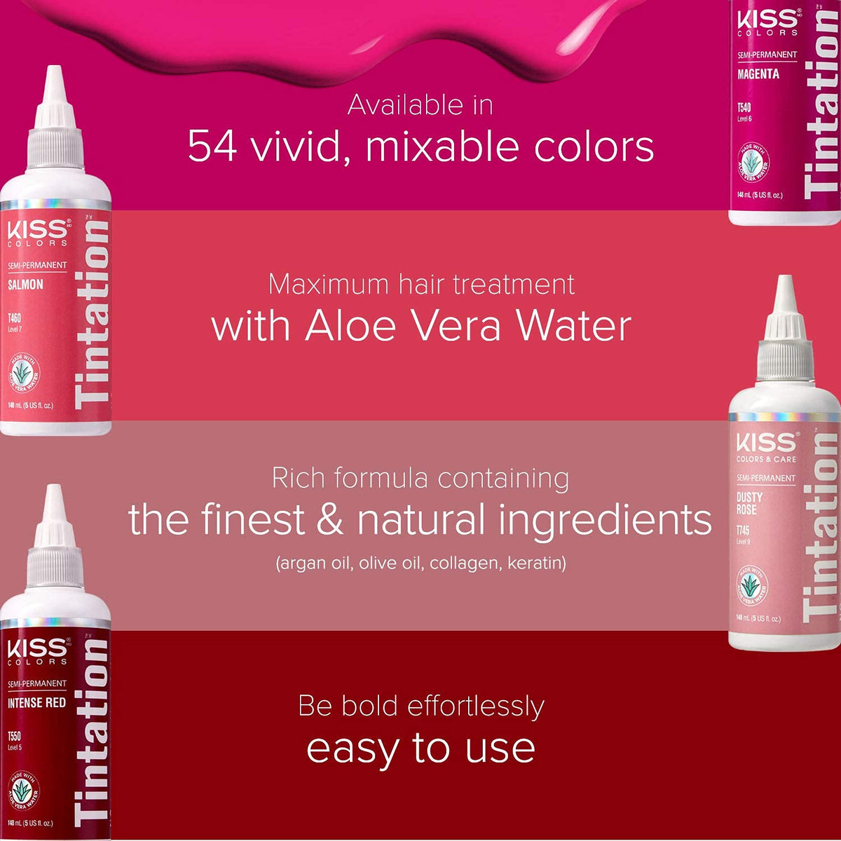 Ingrédients naturels dans la coloration Red By Kiss Tintation