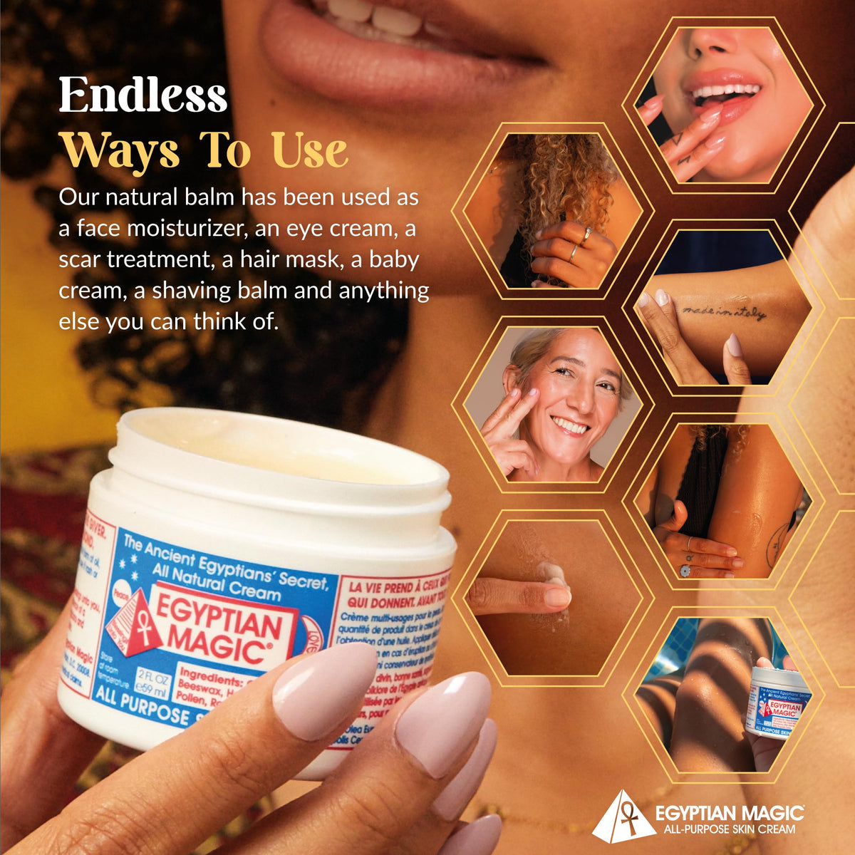 Ingrédients naturels de la crème Egyptian Magic
