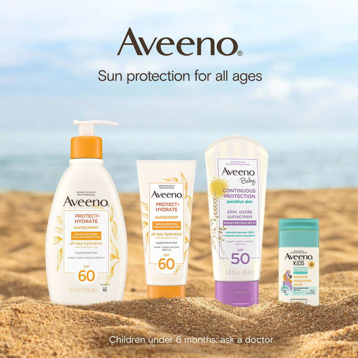 Ingrédients naturels de la crème solaire Aveeno Baby