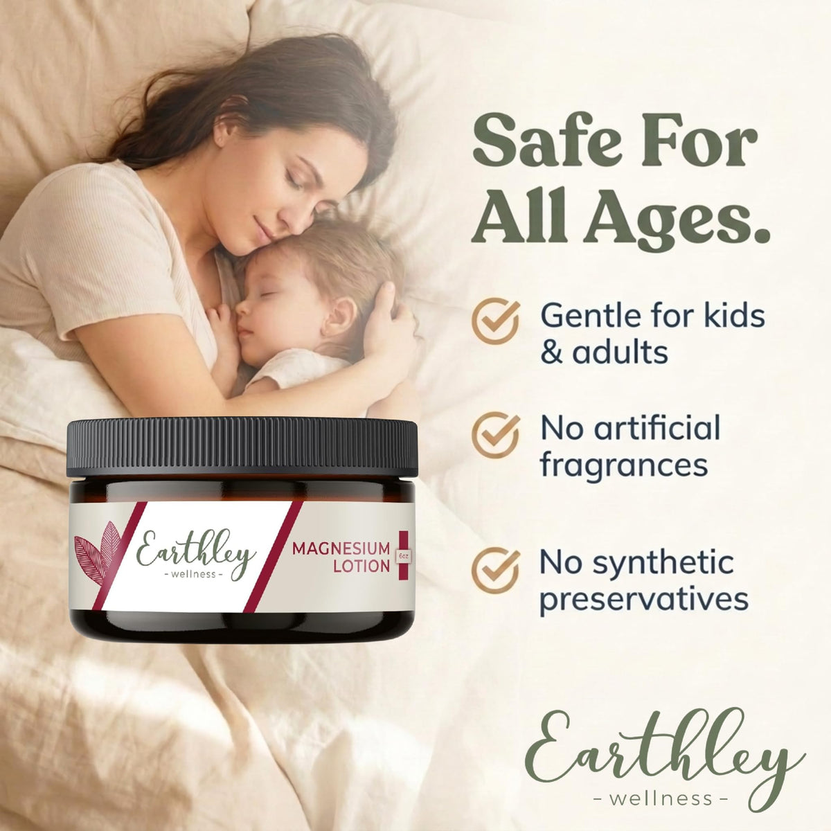 Ingrédients naturels de la lotion au magnésium Earthley Wellness