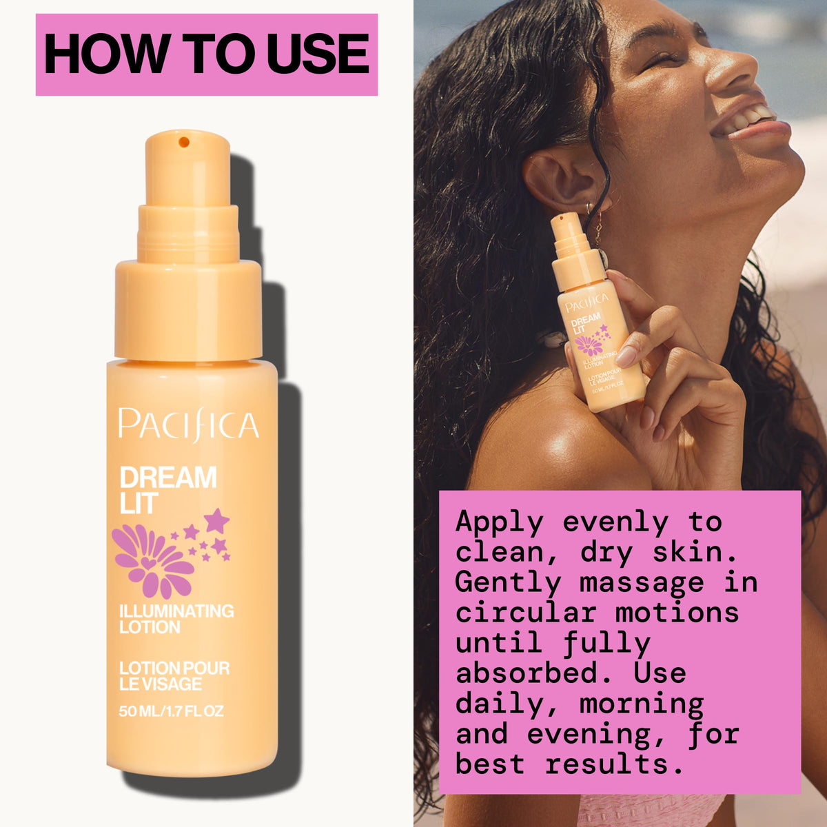 Ingrédients naturels de la lotion illuminante Pacifica Dreamlit