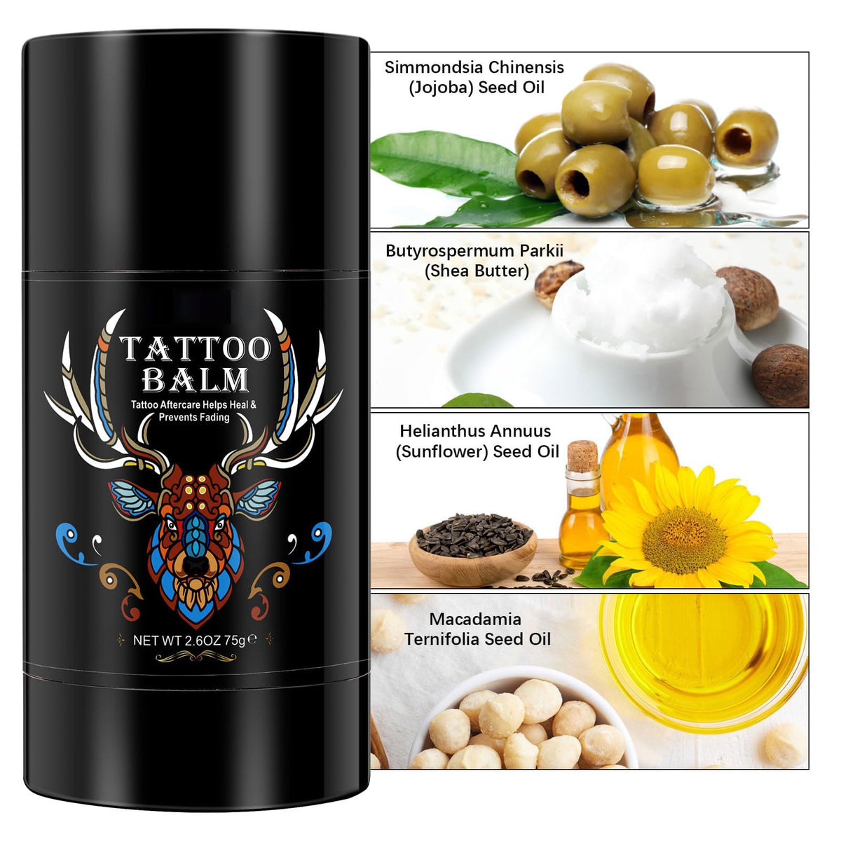 Ingrédients naturels du baume après-tatouage Yecuce