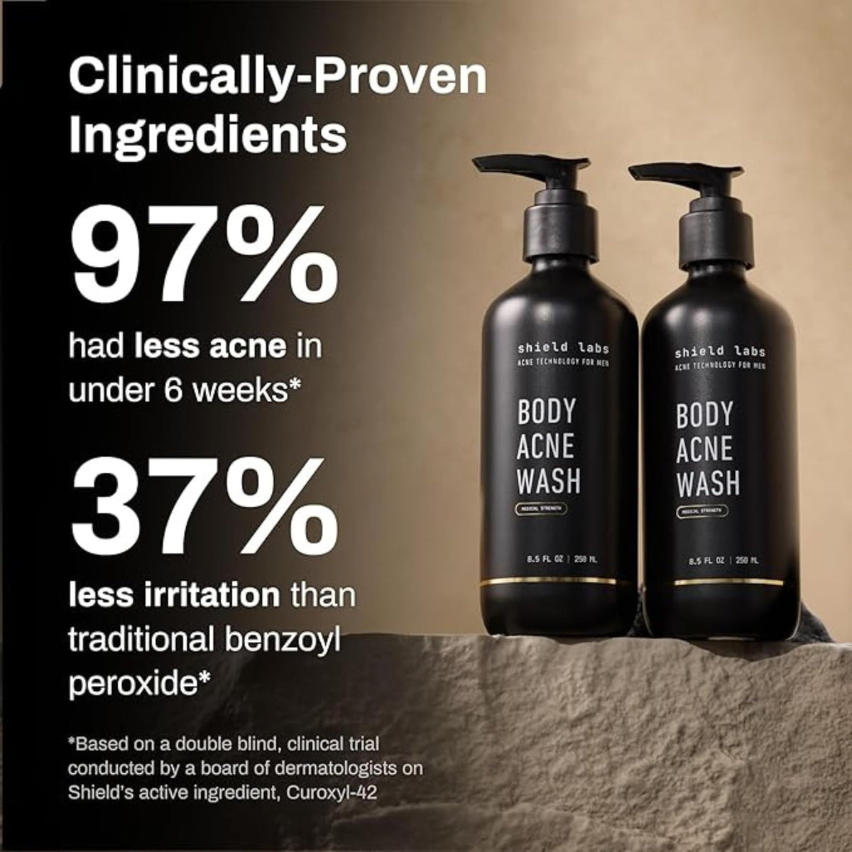 Ingrédients naturels du gel douche Shield anti-acné pour hommes