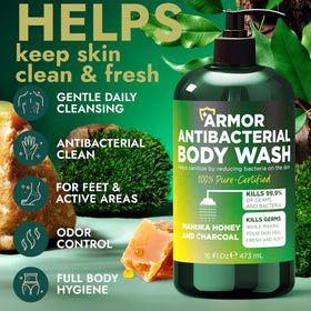 Ingrédients naturels du Gel Douche Terramed, miel de manuka et charbon actif